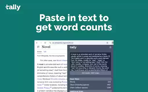 Word Counter (Tally) from Chrome web store to be run with OffiDocs Chromium online Word Counter (Tally) from Chrome web store to be run with OffiDocs Chromium online